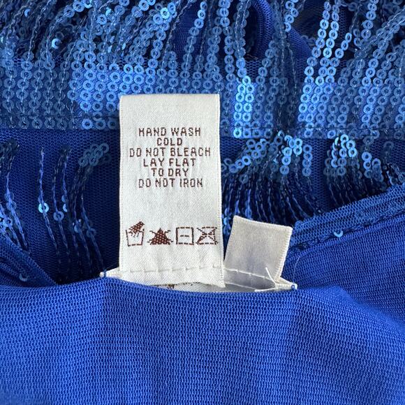 MAX STUDIO MSSP Top Womens XS  Blue Sequin Cocktail Patriotic Holiday Party - Picture 8 of 8